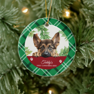 German Shepherd Personalised First Christmas Ceramic Tree Decoration