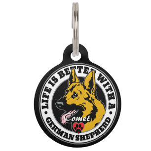German Shepherd Personalised Life Is Better Pet Tag