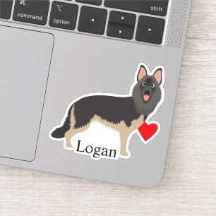 German Shepherd Personalised Name Cute Dark