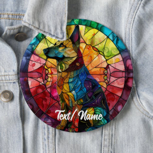 German Shepherd Pet Dog Stain Glass Design Pin