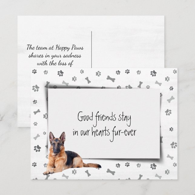 German Shepherd Pet Sympathy Loss Postcard (Front/Back)