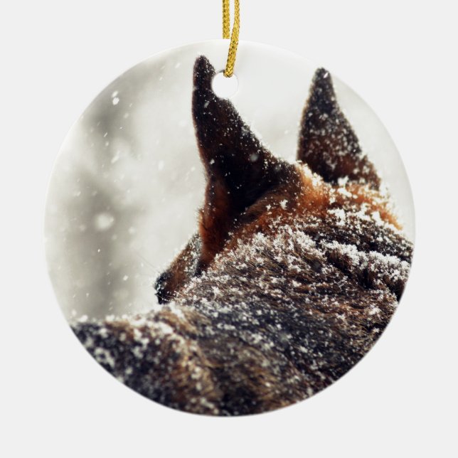 German Shepherd Photo Ceramic Tree Decoration (Front)