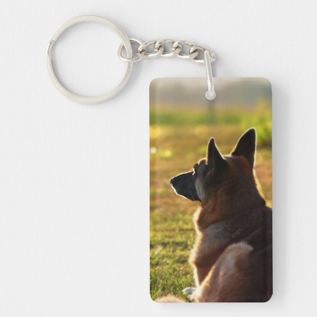 German Shepherd Photo Key Ring (Front)