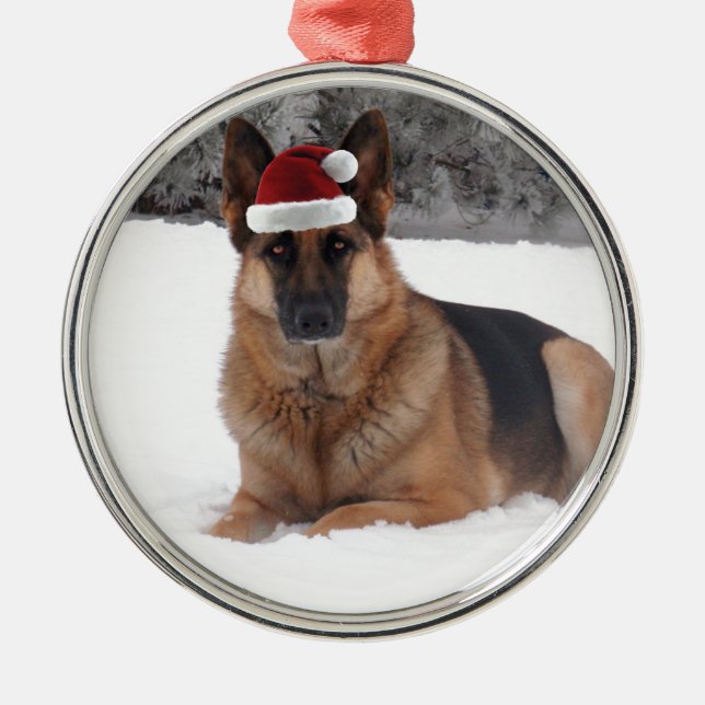 German Shepherd Photo Metal Tree Decoration (Front)
