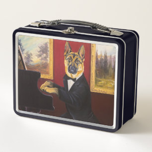 German Shepherd   Piano Waltz Metal Lunch Box