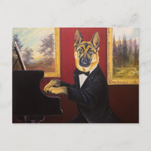 German Shepherd   Piano Waltz Postcard
