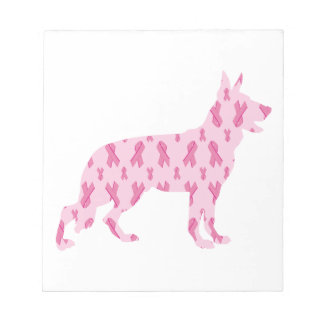 German Shepherd Pink Cancer Ribbons Notepad