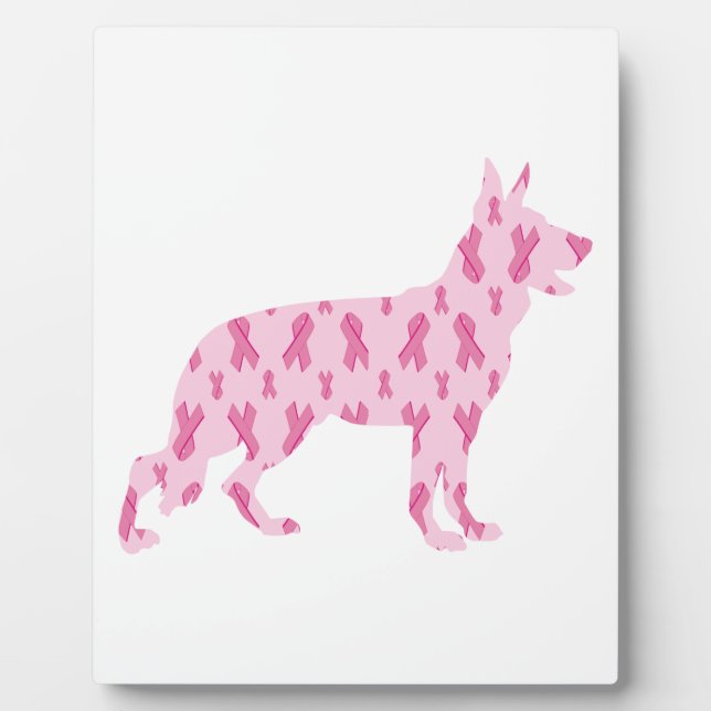 German Shepherd Pink Cancer Ribbons Plaque (Front)