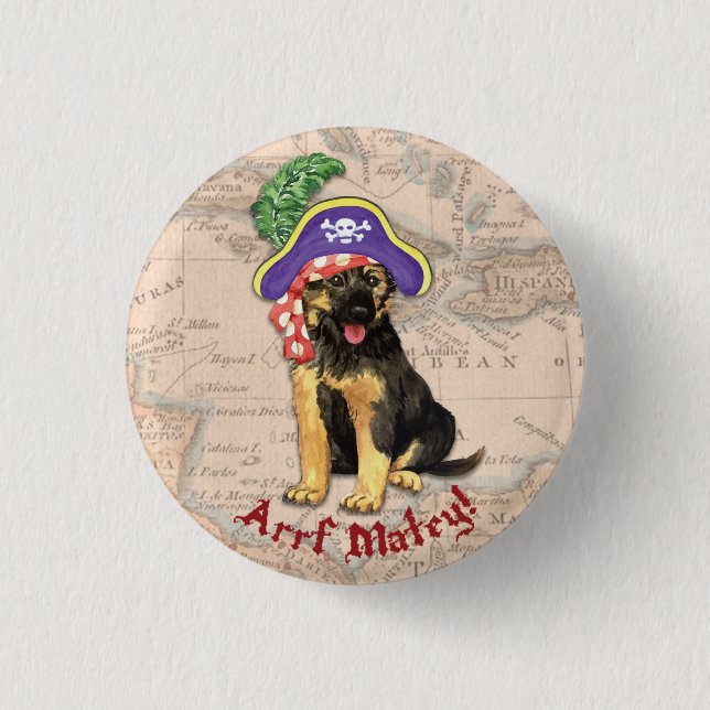 German Shepherd Pirate 3 Cm Round Badge (Front)