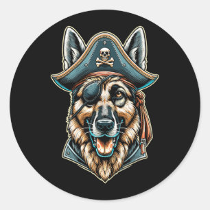 German Shepherd Pirate Dog Halloween Party Classic Round Sticker
