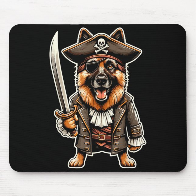 German Shepherd Pirate Dog Halloween Party Mouse Mat (Front)