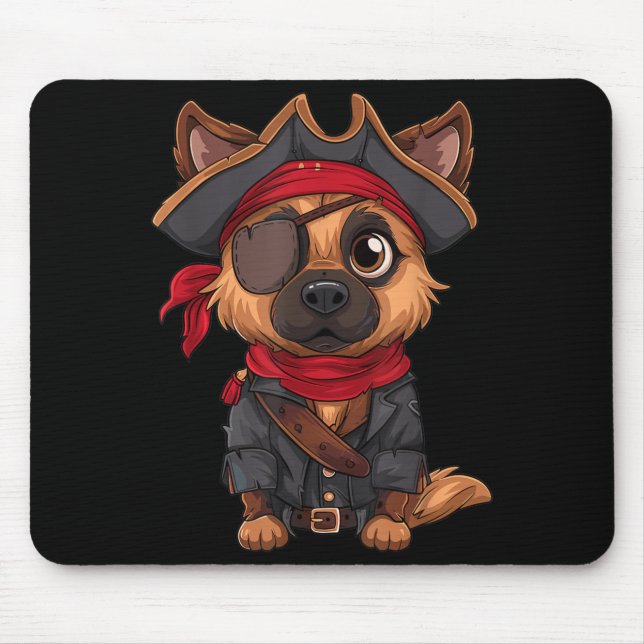 German Shepherd Pirate Dog Halloween Party Mouse Mat (Front)