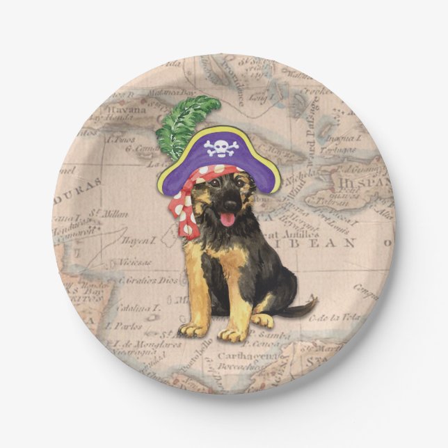 German Shepherd Pirate Paper Plate (Front)
