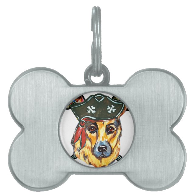 German Shepherd Pirate Pet ID Tag (Front)