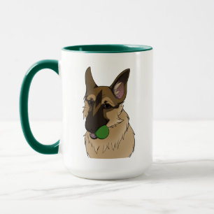German Shepherd Play Time with Ball Mug