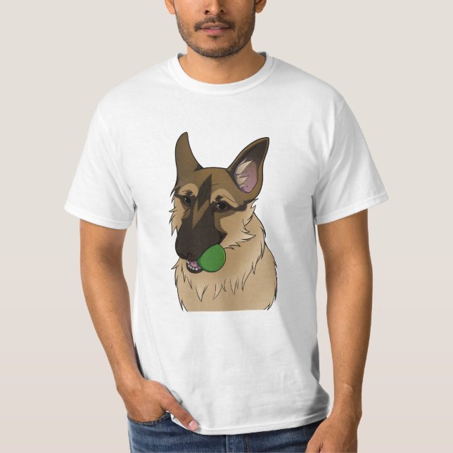 German Shepherd Play Time with Ball  T-Shirt (Front)
