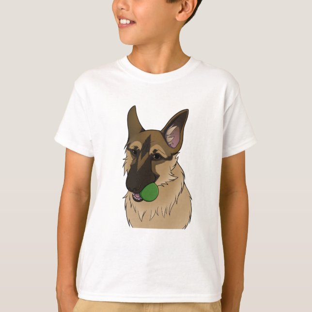 German Shepherd Play Time with Ball  T-Shirt (Front)