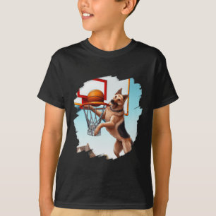 German Shepherd Playing Bysketbyll Fun Dog Bysketb T-Shirt