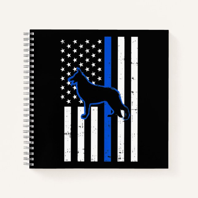 German Shepherd Police Dog K9 Patriotic Notebook (Front)