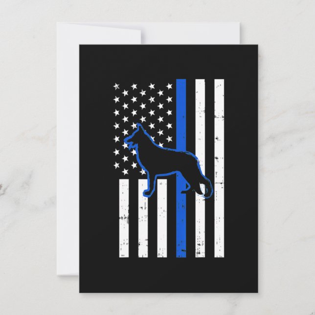 German Shepherd Police Dog K9 Patriotic Thank You Card (Front)