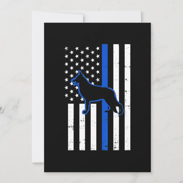 German Shepherd Police Dog K9 Patriotic Thank You Card (Front)