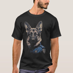 German Shepherd Police Dog Portrait Vintage Style T-Shirt