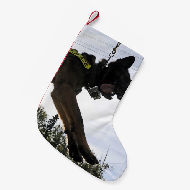 German Shepherd Police Dog Small Christmas Stocking (Front (Hanging))
