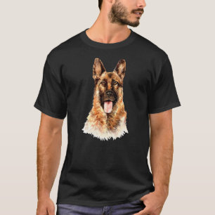 German Shepherd Police Fluffy Dog Portrait T-Shirt