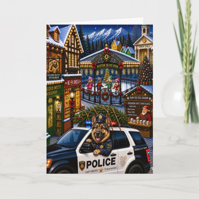 German Shepherd Police Holiday  Card (Front)