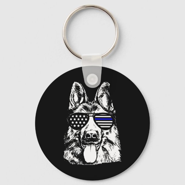 German Shepherd Police Officer Police Dog Key Ring (Front)