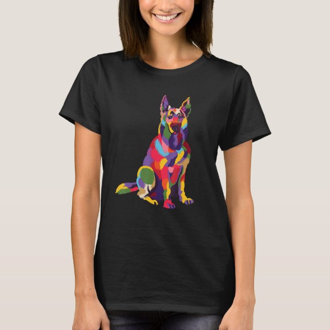 German Shepherd Pop Art For Dog Owners And Dog T-Shirt (Front)