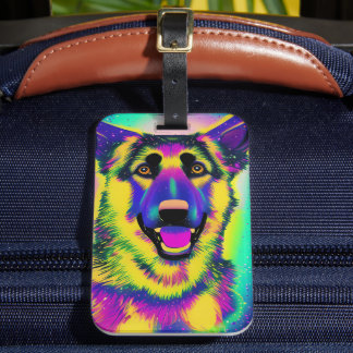 German Shepherd Pop Art Luggage Tag