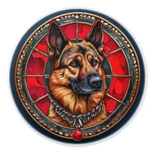 German Shepherd Portrait Ceramic Drawer Knob