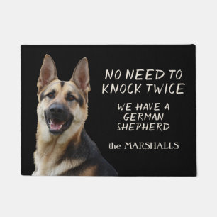 German Shepherd Portrait No Need to Knock Twice Doormat
