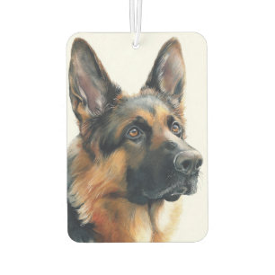 German shepherd portrait watercolor car air freshener