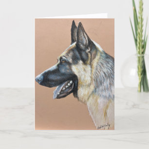 German Shepherd Profile Dog Art Greeting Card