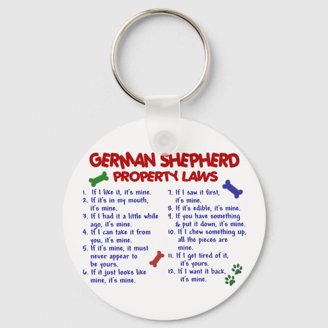 GERMAN SHEPHERD Property Laws 2 Key Ring (Front)