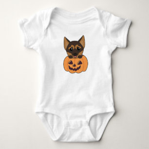 German Shepherd Pumpkin Dogs Happy Halloween Baby  Bodysuit