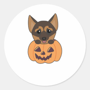 German Shepherd Pumpkin Dogs Happy Halloween Classic Round Sticker