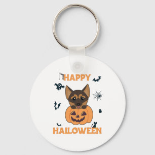 German Shepherd Pumpkin Dogs Happy Halloween Key Ring