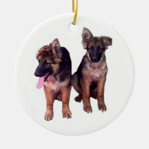 German Shepherd puppies Custom Ornament