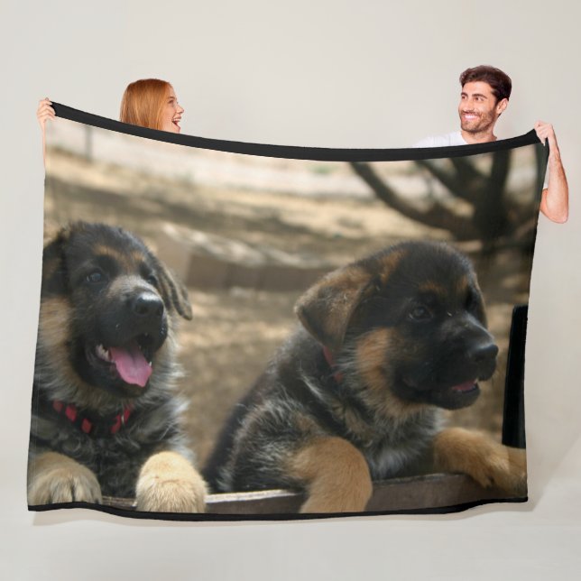 German Shepherd Puppies Fleece Blanket (In Situ)