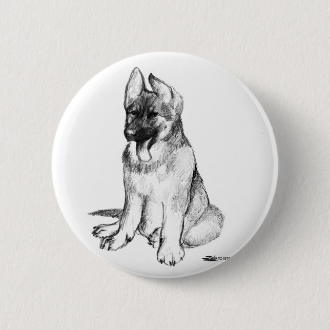 German Shepherd Puppy 6 Cm Round Badge (Front)