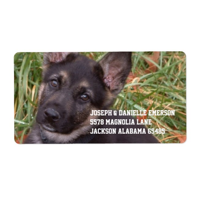 German Shepherd Puppy Address Sticker (Front)