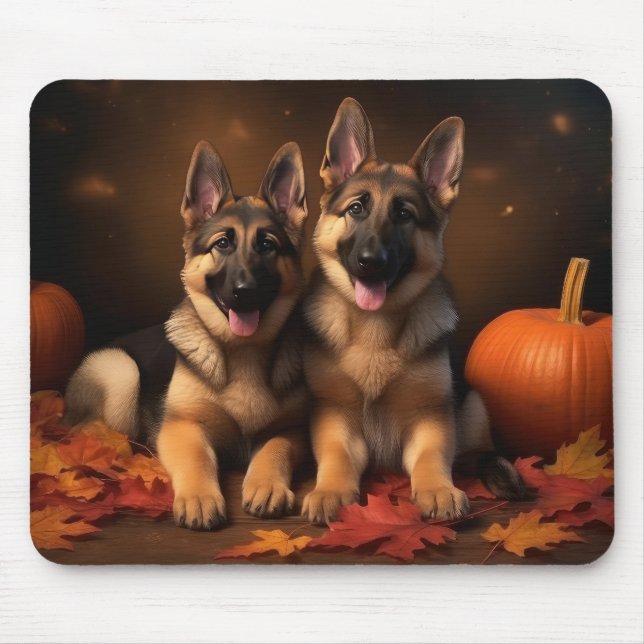 German Shepherd Puppy Autumn Delight Pumpkin  Mouse Mat (Front)