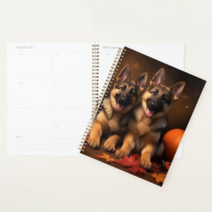 German Shepherd Puppy Autumn Delight Pumpkin  Planner