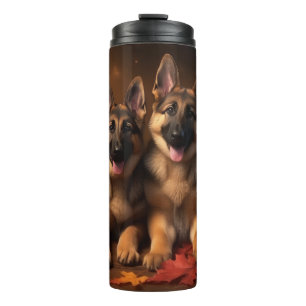 German Shepherd Puppy Autumn Delight Pumpkin  Thermal Tumbler