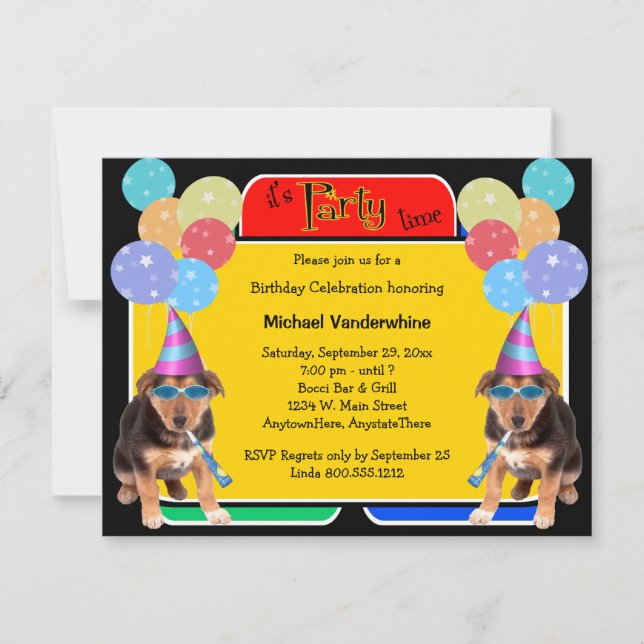 German Shepherd Puppy Birthday Barker Invitation (Front)