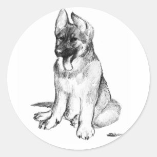German Shepherd Puppy Classic Round Sticker