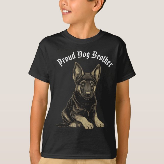 German Shepherd Puppy Dog Brother Editable T-Shirt (Front)